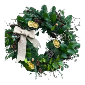 Natural handmade Christmas wreath cut-out