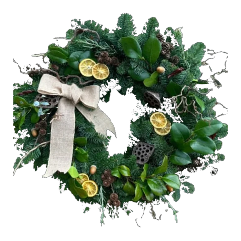 Natural handmade Christmas wreath cut-out