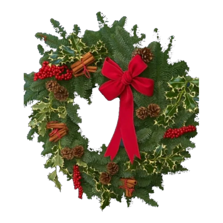 Traditional handmade Christmas wreath cut-out